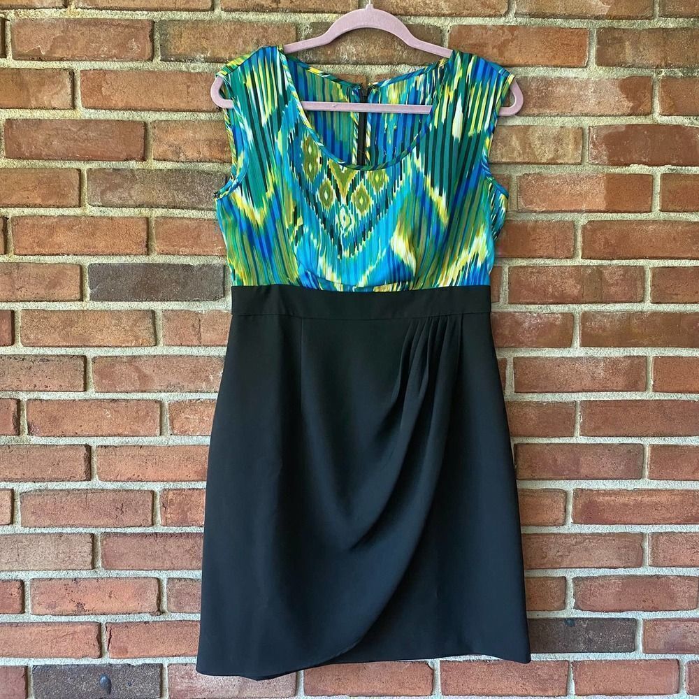 Dress Barn Printed Tank Pencil Skirt Dress Blue, Green, Yellow, Black Size 10
